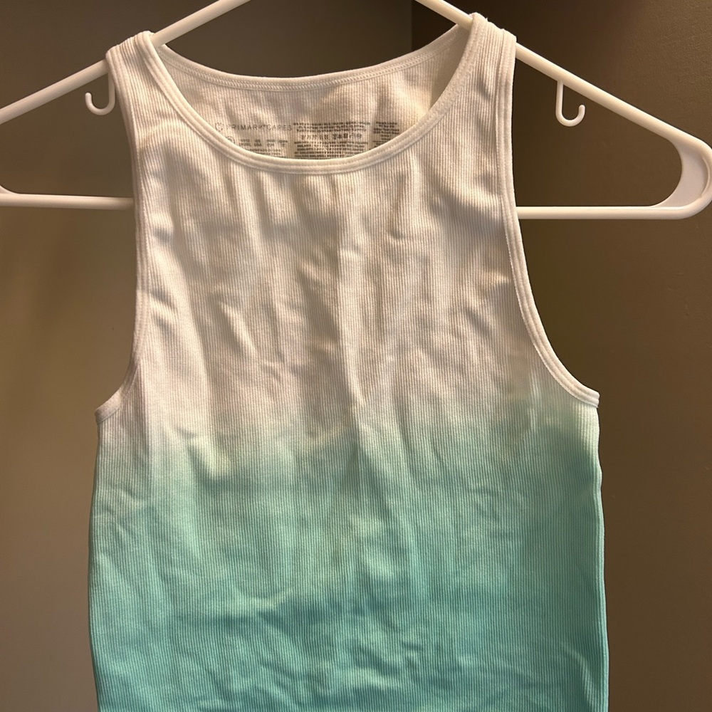 White and Mint Green Ombre Workout Tank Top
